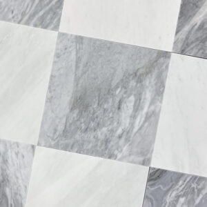 Bianco Innocente and Blue Statuario Chequers